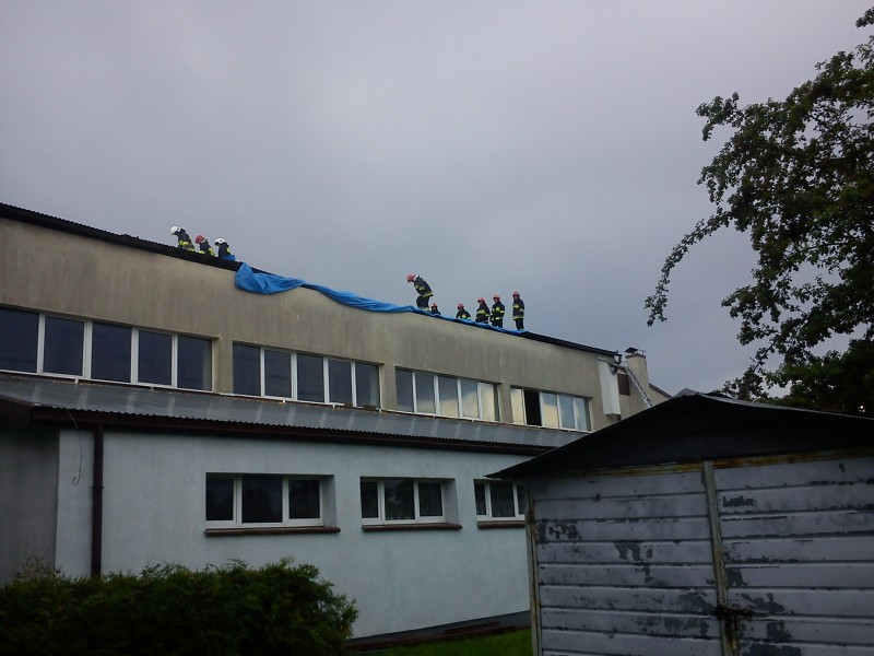 Potężna ulewa nad Sanokiem. Wiatr zerwał dach gimnazjum