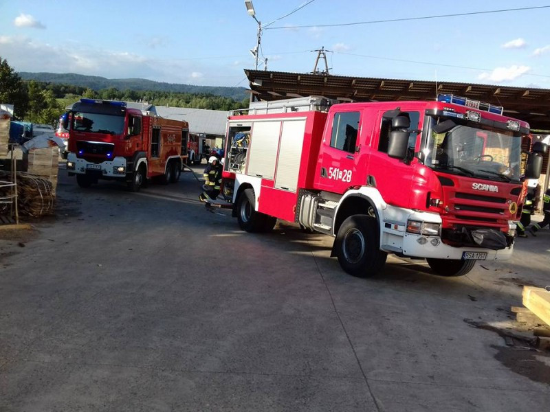 Pożar w zakładzie drzewnym [ZDJĘCIA]