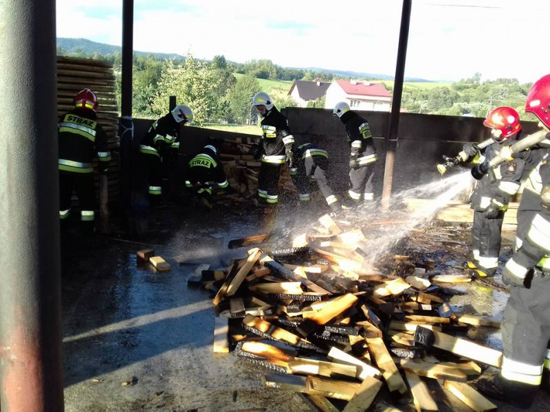 Pożar w zakładzie drzewnym [ZDJĘCIA]
